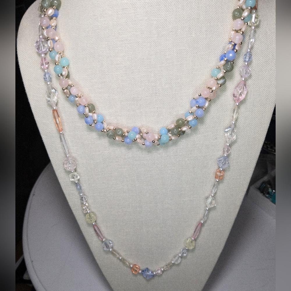 2 Beautiful Vintage Pastel Necklaces